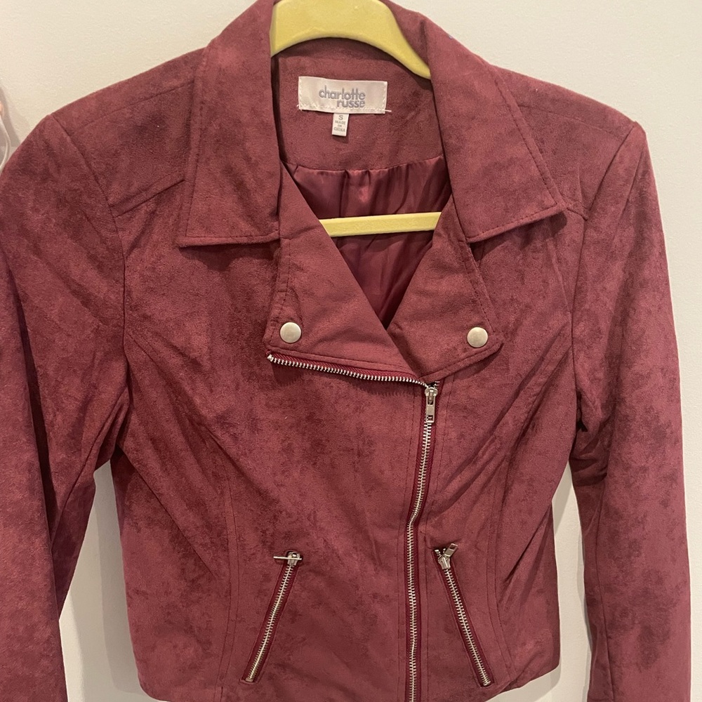 Maroon suede bomber jacket